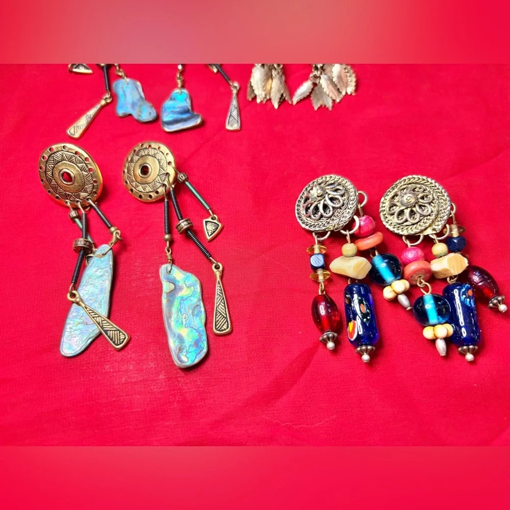 Vintage boho tribal western southwestern style clip on earring lot